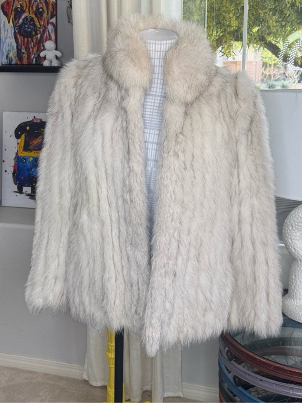 Vintage Blue Fox Fur Jacket